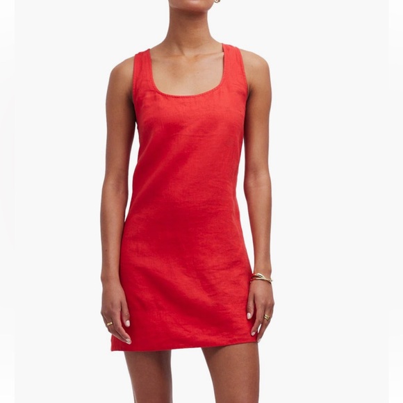 Madewell Cross Back A-Line Linen Minidress - Picture 1 of 7